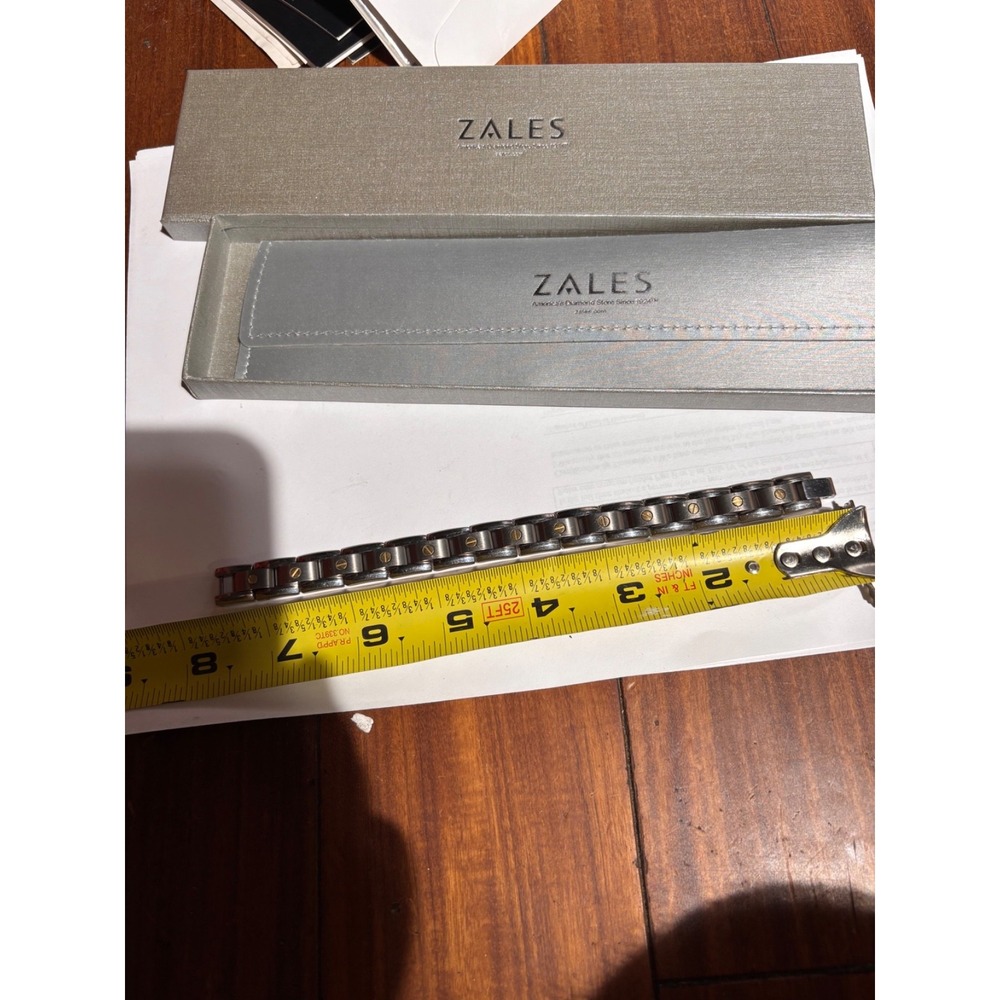 Zales Titanium 14K gold Bracelet 7.5" Stainless Clasp - Picture 4 of 6
